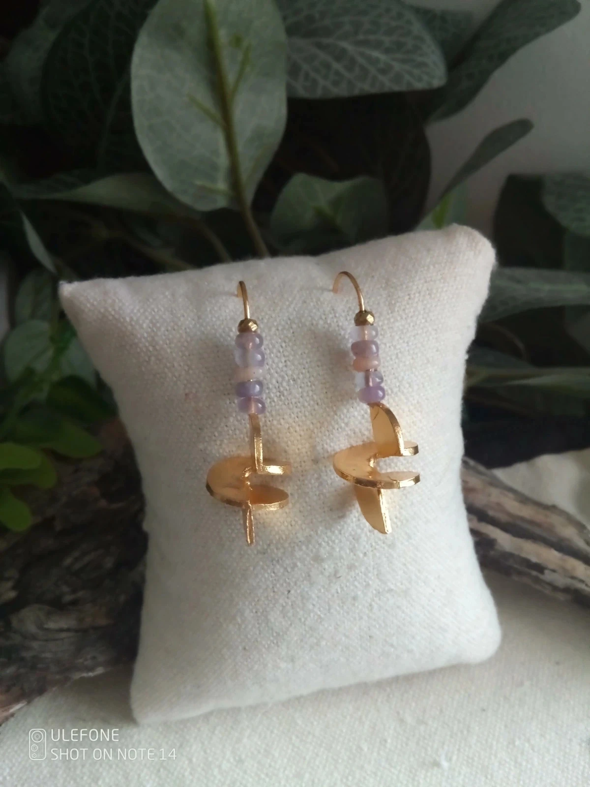Boucles d'oreilles bohèmes tourbillons pierres d'améthyste et du soleil